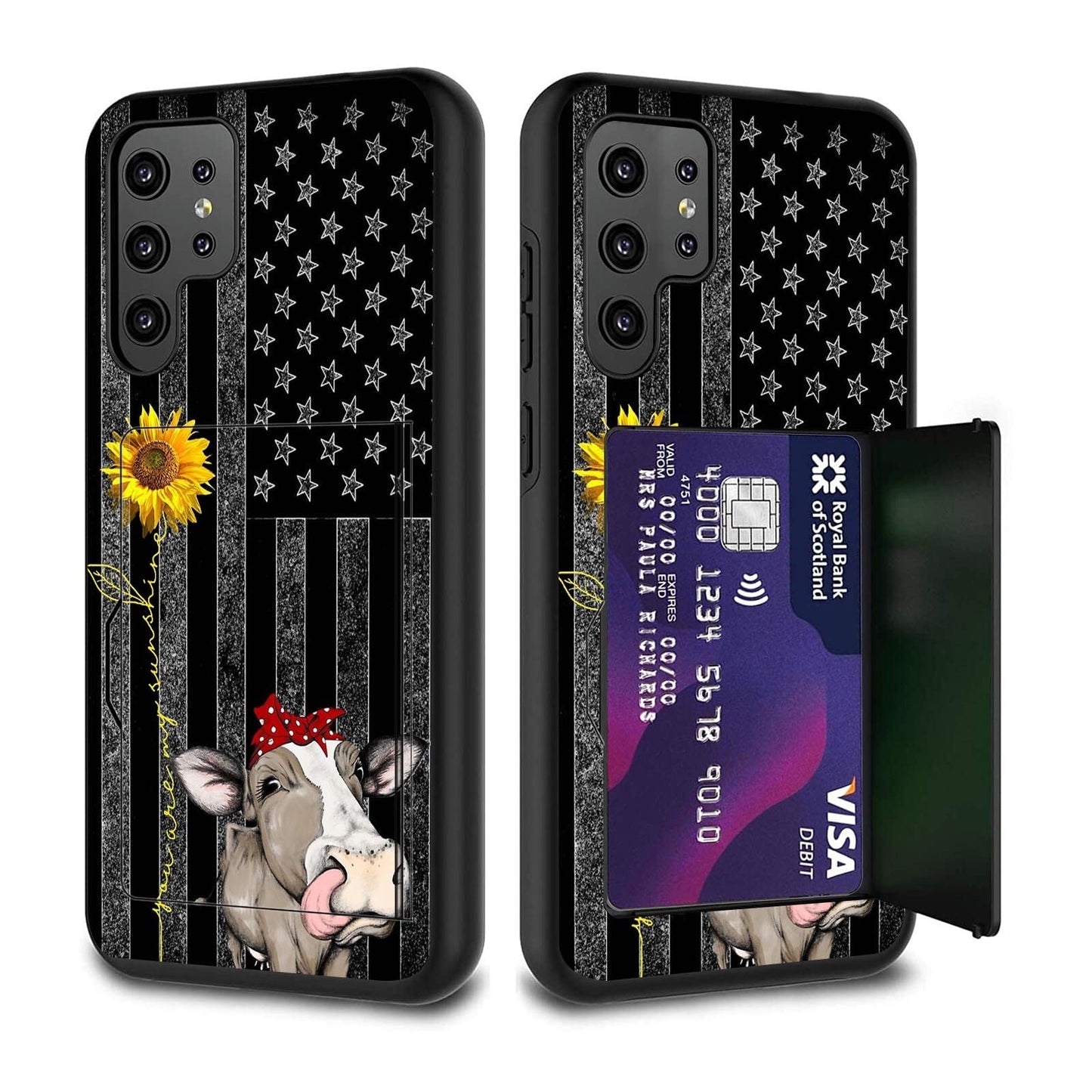 FGDRFGRW Card Holder Credit Card Wallets CaseDual Layer Hybrid Shockproof Drop Protection with Kickstand Feature Case for Samsung Galaxy S22 Ultra