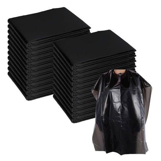 100 Pcs Disposable Barber Cape Waterproof Salon Cape Hair Cutting Cape Hair Dye Cape Black Barber Haircut Cape Disposable Hairdressing Gown Coloring Apron Shawl Hairdressing Cape Adults 36.2x51.2inch