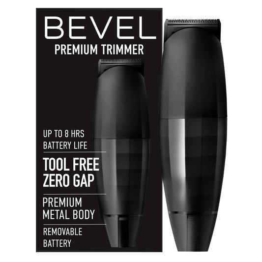Bevel Beard Trimmer for Men - Black Edition Cordless Trimmer 8 Hour Rechargeable Battery Life Tool Free Adjustable Zero Gapped Blade Barber Supplies Mustache Trimmer